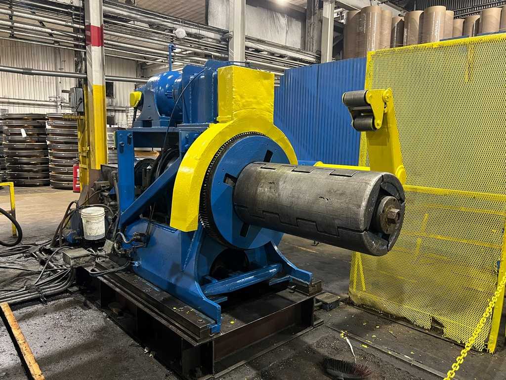 36" x 7" Wean, slitting line, 20000 lb., 20" ID, 250 FPM, hold down roll, hydraulic expansion, entry pinch - Image 1