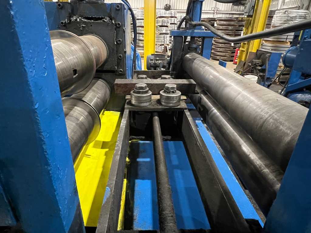 36" x 7" Wean, slitting line, 20000 lb., 20" ID, 250 FPM, hold down roll, hydraulic expansion, entry pinch - Image 4