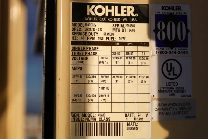 300 KW Kohler, generator, enclosed, #091560 - Image 6