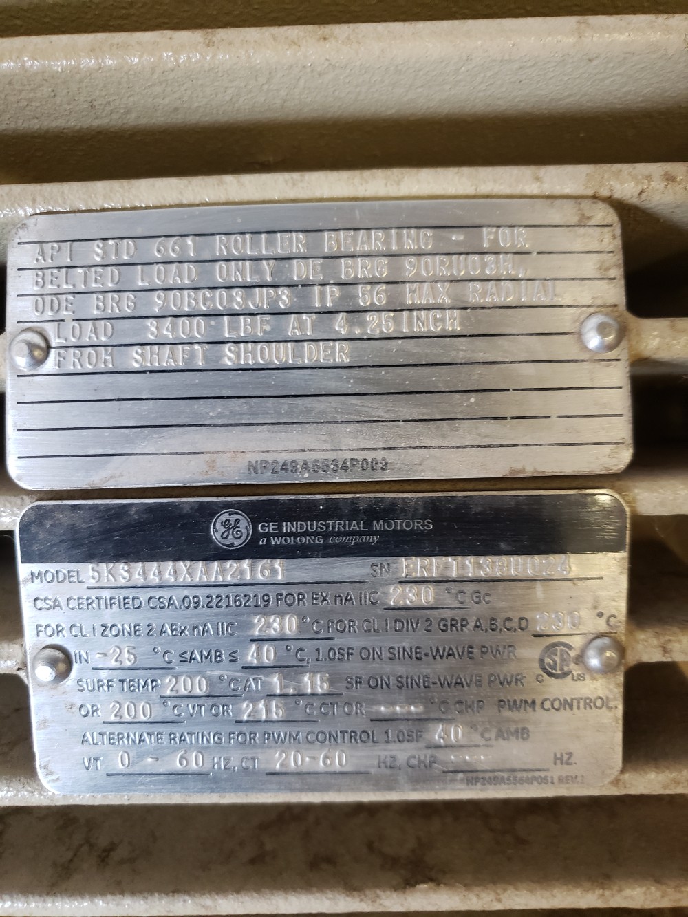 125 HP 1800 RPM General Electric, Frame 444T, TEFC, roller bearing, 1.15 service factor, new surplus, 460 - Image 2
