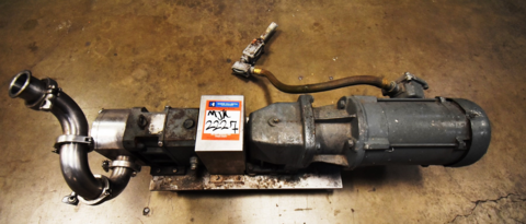 Fristam #FL2751, positive displacement pump, 2" dia. inlet/outlet, 5 HP motor, mounted on Stainless Steel - Image 1