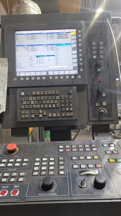 49.2" Hankook #VTC-125E, vertical turret lathe, 63" swing, 24 ATC, Fanuc 32IA, chip conveyor, 2015 - Image 6