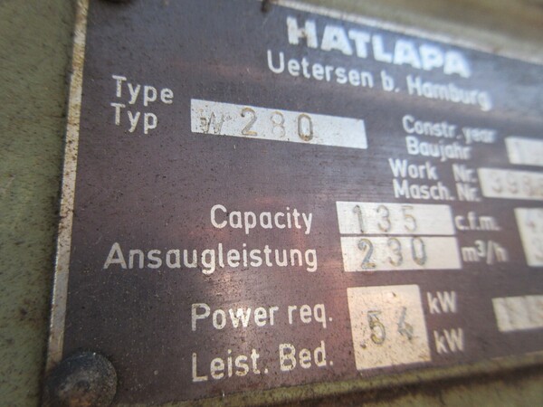 428 psi, Hatlapa #W280 Compressor, 54kW, 1985 - Image 4