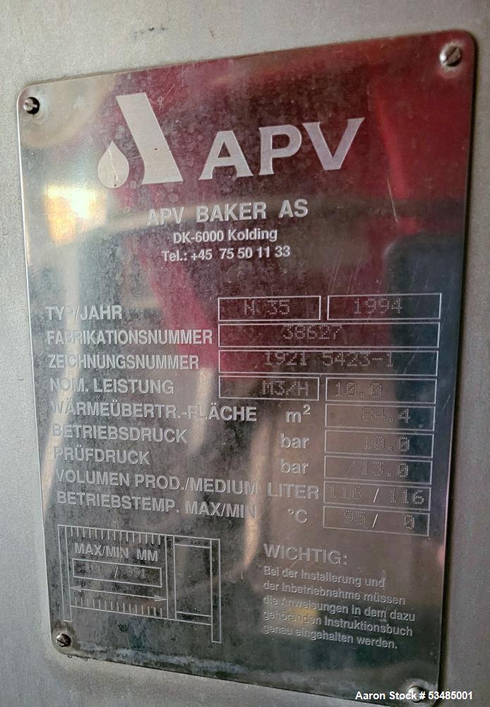 908 sq.ft., APV, N35, Plate Heat Exchanger, 10 bar, 145 psi, A/B panelview plus 600 HMI, expandable frame - Image 5