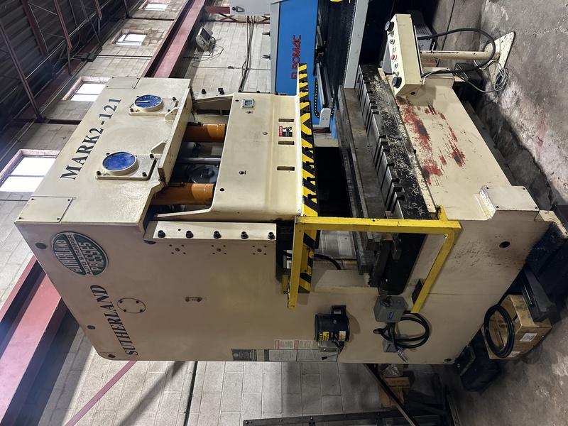121 Ton, Sutherland #Mark-2-121, OBS gap frame press, 3" stroke, 14.96" die space, 45-90 SPM, 2000 - Image 4
