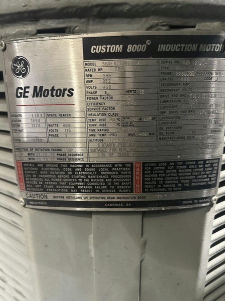 250 HP 585 RPM General Electric, Frame 8230P30, weather protected enclosure type 1, 352 A, 460 Volts (2 - Image 2