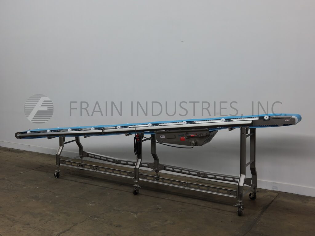 12" wide x 23.4' long, Smalley, Stainless Steel inclined belt conveyor, food grade belt - Image 5