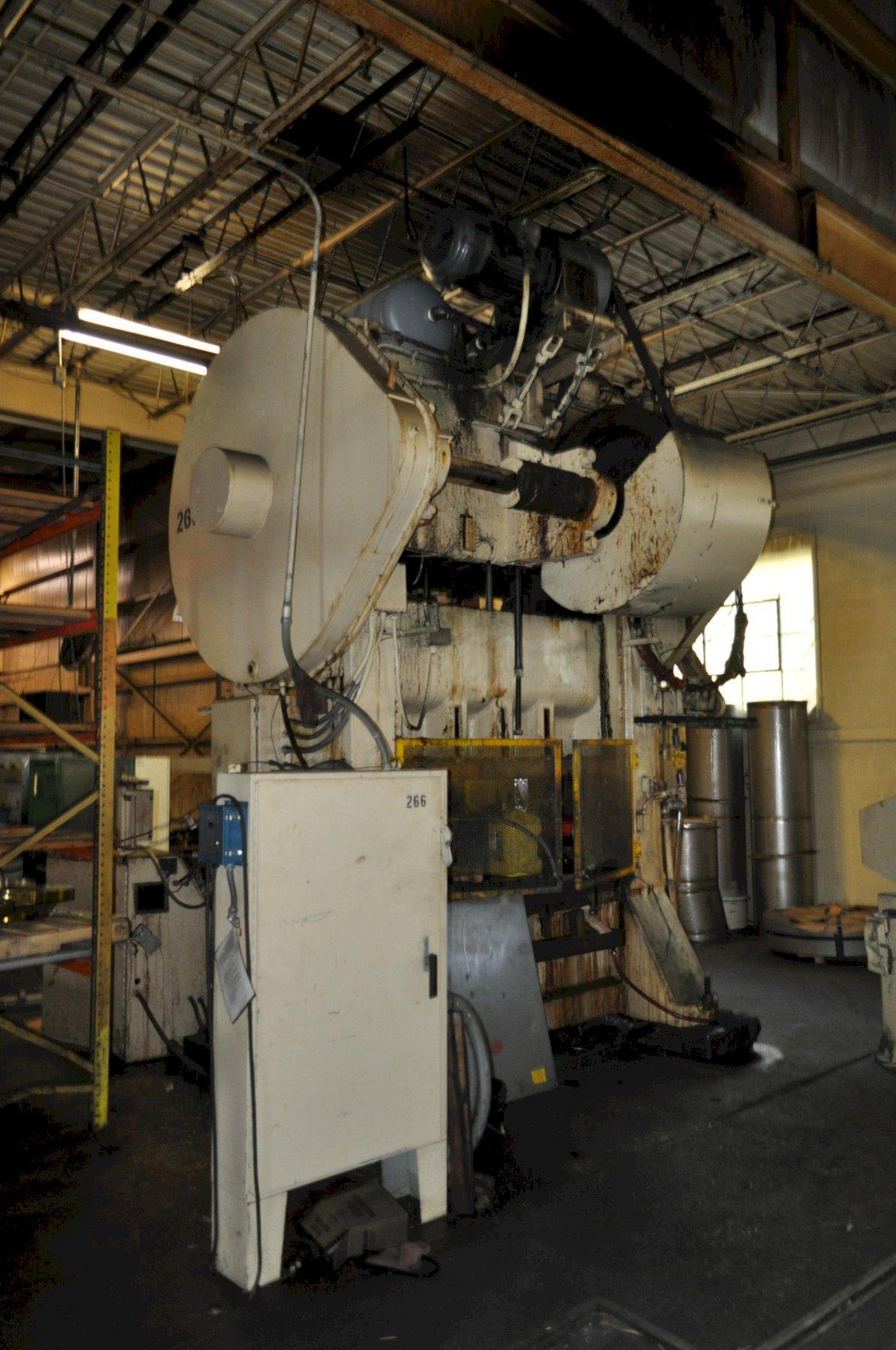 300 Ton, Bliss #S2-300-72-42, straight side double crank press, 10" stroke, 24" Shut Height, 6" ram adj. - Image 3