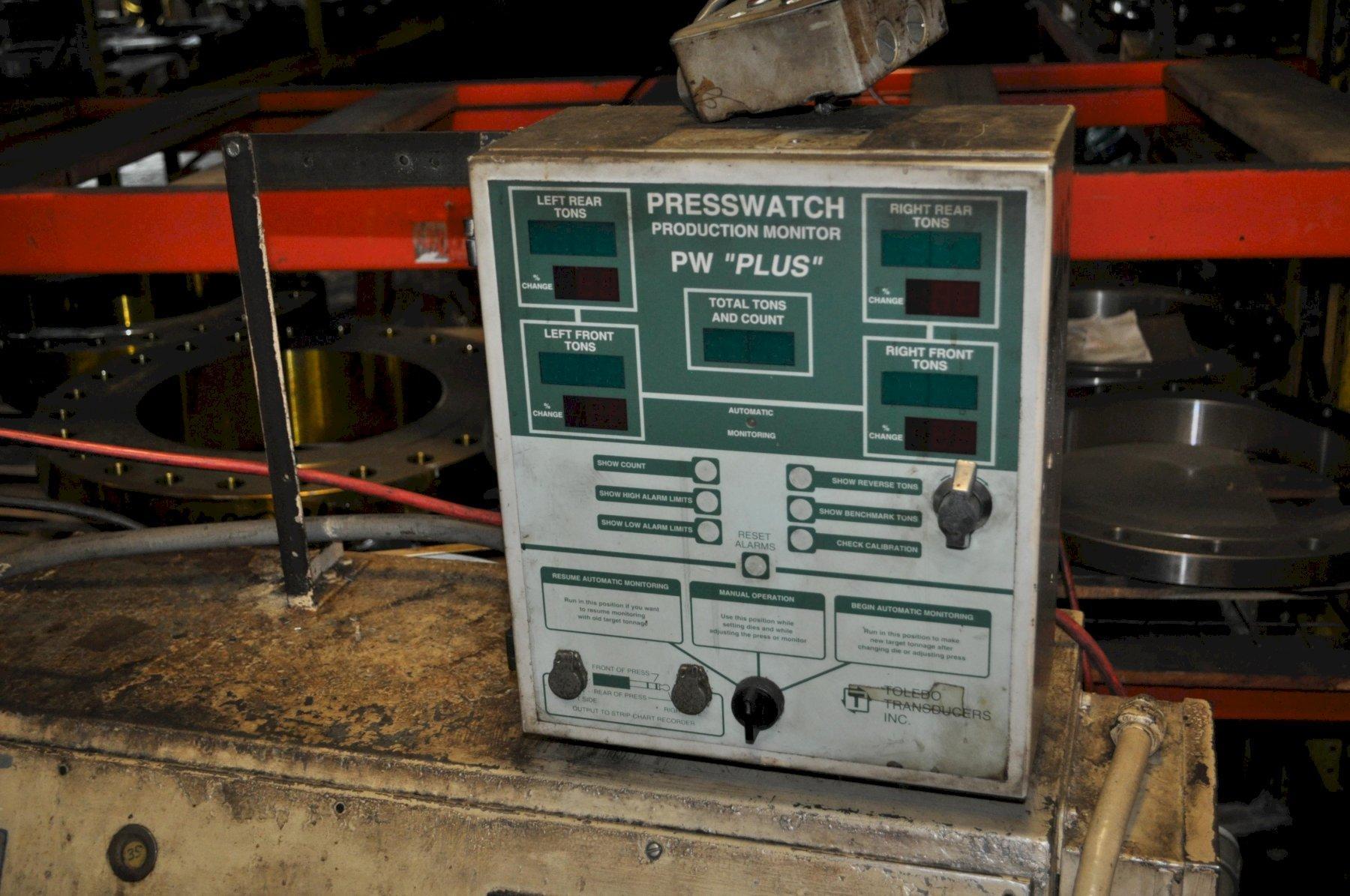300 Ton, Bliss #S2-300-72-42, straight side double crank press, 10" stroke, 24" Shut Height, 6" ram adj. - Image 7