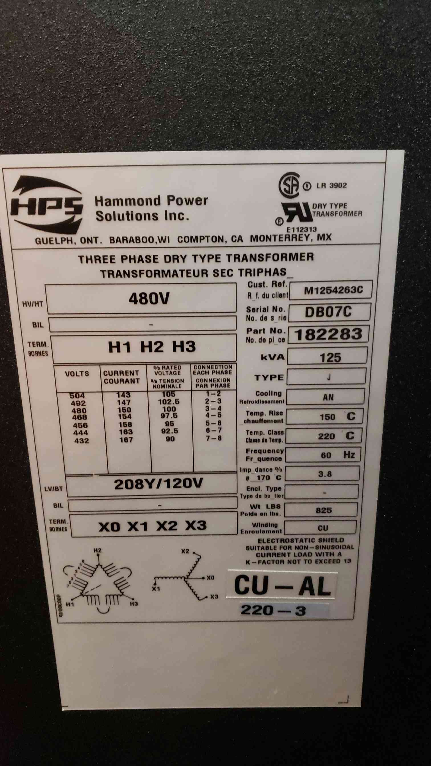 125 KVA Eaton, PDU, Step Down Distribution BCM, 3 phase, 480 x 208/120 V, 2007 - Image 2