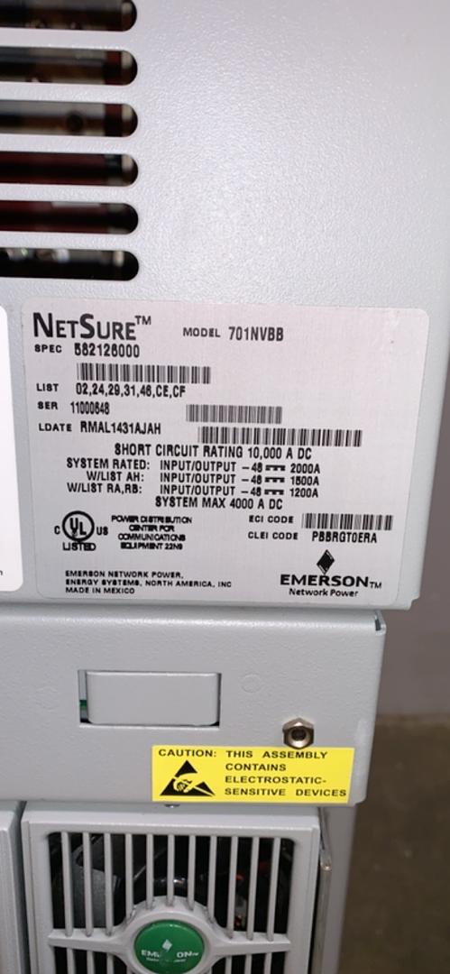 10000 Amp. 48 VDC, 2501 VAC, Emerson NETSURE #701NVBB, rectifier 701 DC Power System with 33 R48-3500E Modules - Image 2