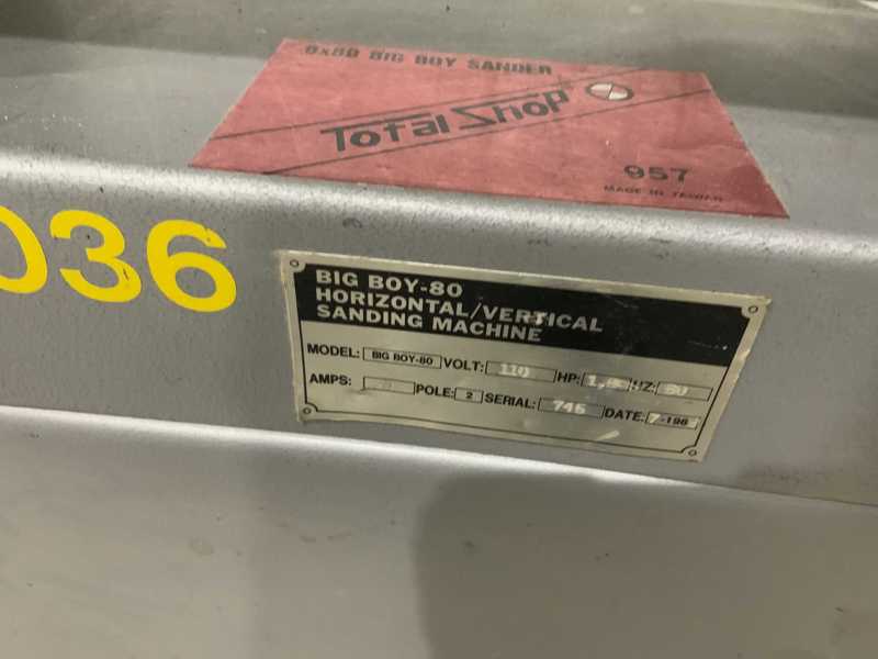 6" x 89" Big Boy #80, horizontal/vertical sander, 9.8" x 27" table, 1.5 HP, 3900 FPM, 1989 - Image 4