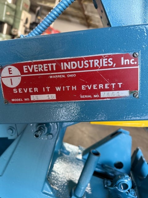 14" Everett #1416, Abrasive Saw, 14"-16" wheel, 1" arbor shaft - Image 3