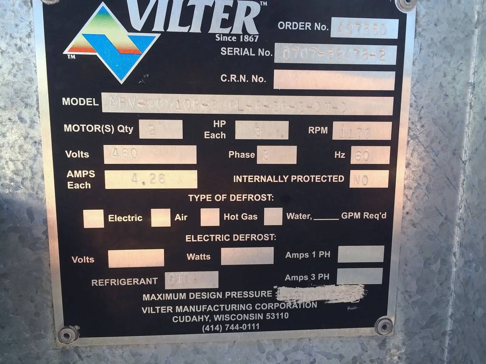 Vilter, air-cooled condenser / cooler, 7 tons, Halocarbon (Freon) refrigerant, 2007 - Image 8