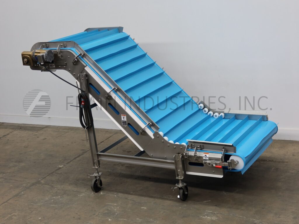 48" wide x 11.3' long, Smalley, feeder incline/cleated Stainless Steel belt conveyor - Image 1