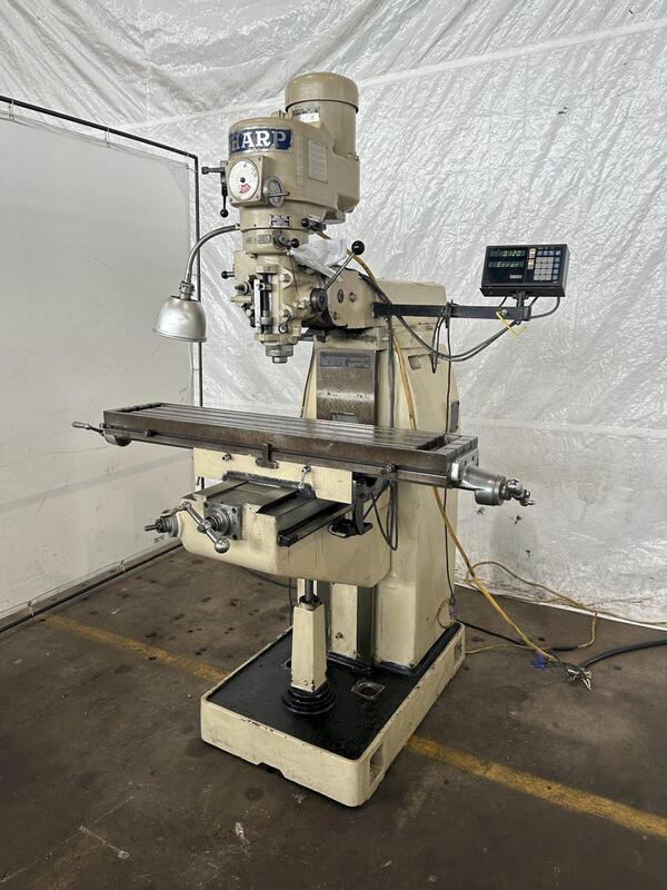 Sharp #LMV, vertical knee mill, 10" x50" table, 3 HP, Millman LH51 2-Axis digital read out - Image 1