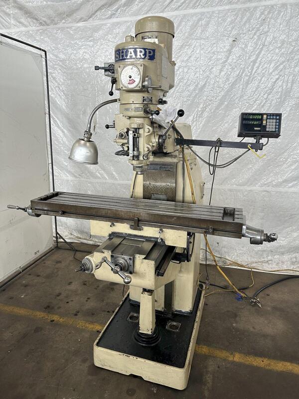 Sharp #LMV, vertical knee mill, 10" x50" table, 3 HP, Millman LH51 2-Axis digital read out - Image 2
