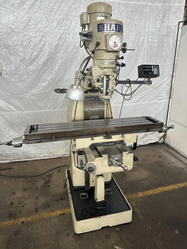 Sharp #LMV, vertical knee mill, 10" x50" table, 3 HP, Millman LH51 2-Axis digital read out - Image 3