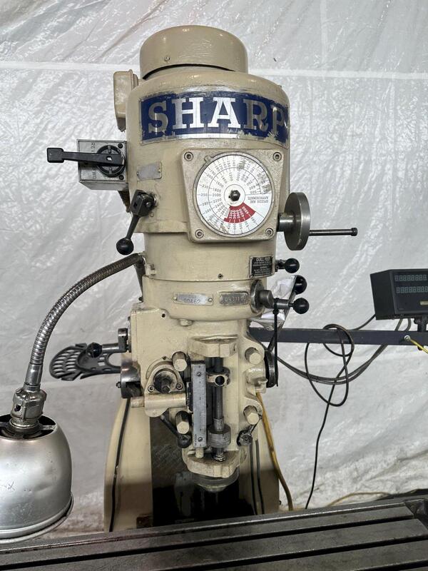 Sharp #LMV, vertical knee mill, 10" x50" table, 3 HP, Millman LH51 2-Axis digital read out - Image 5