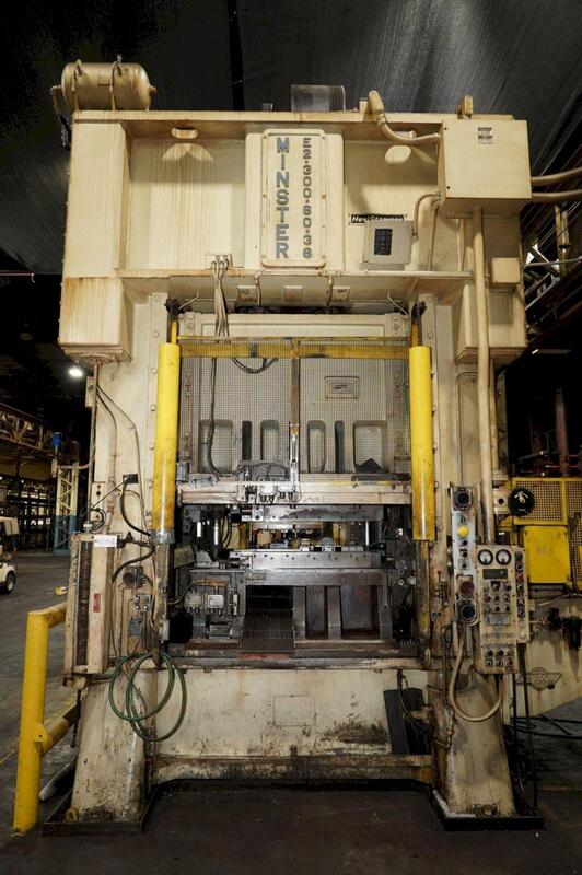 300 Ton, Minster #E2-300-60-36, straight side double crank press, 4" stroke, 36" Shut Height, 6" ram adj. - Image 2