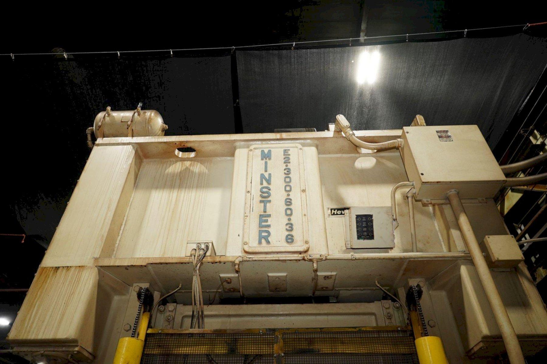300 Ton, Minster #E2-300-60-36, straight side double crank press, 4" stroke, 36" Shut Height, 6" ram adj. - Image 8