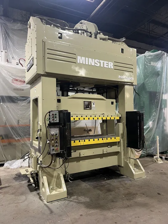 160 Ton, Minster #P2H-160G, straight side double crank press, 5.9" stroke, 23.6" Shut Height, 5.9"ram adj. - Image 1