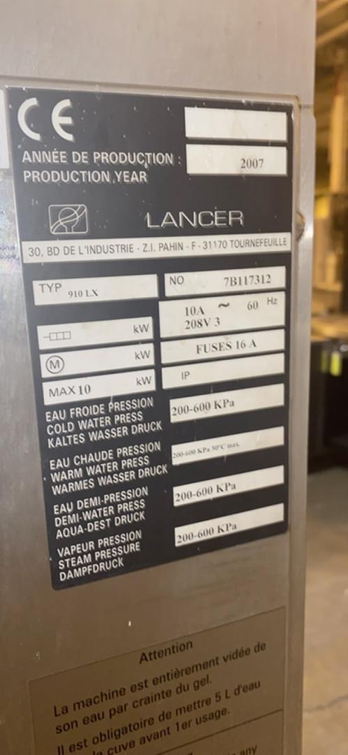 Lancer #910LX, Glassware Washer, 23" L x 27" width x 58" H, 200-600 KPa, 10 kW, 10 Amps, 208 V, 2007 - Image 5