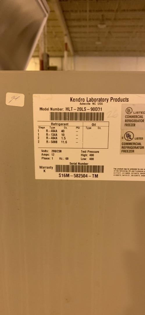 Kendro #HLT-20LS-90D31, Lab Freezer, -45 deg. C, 96" L x 32" width x 41" H, 20 L capacity, 400 psig, 12 Amps - Image 8