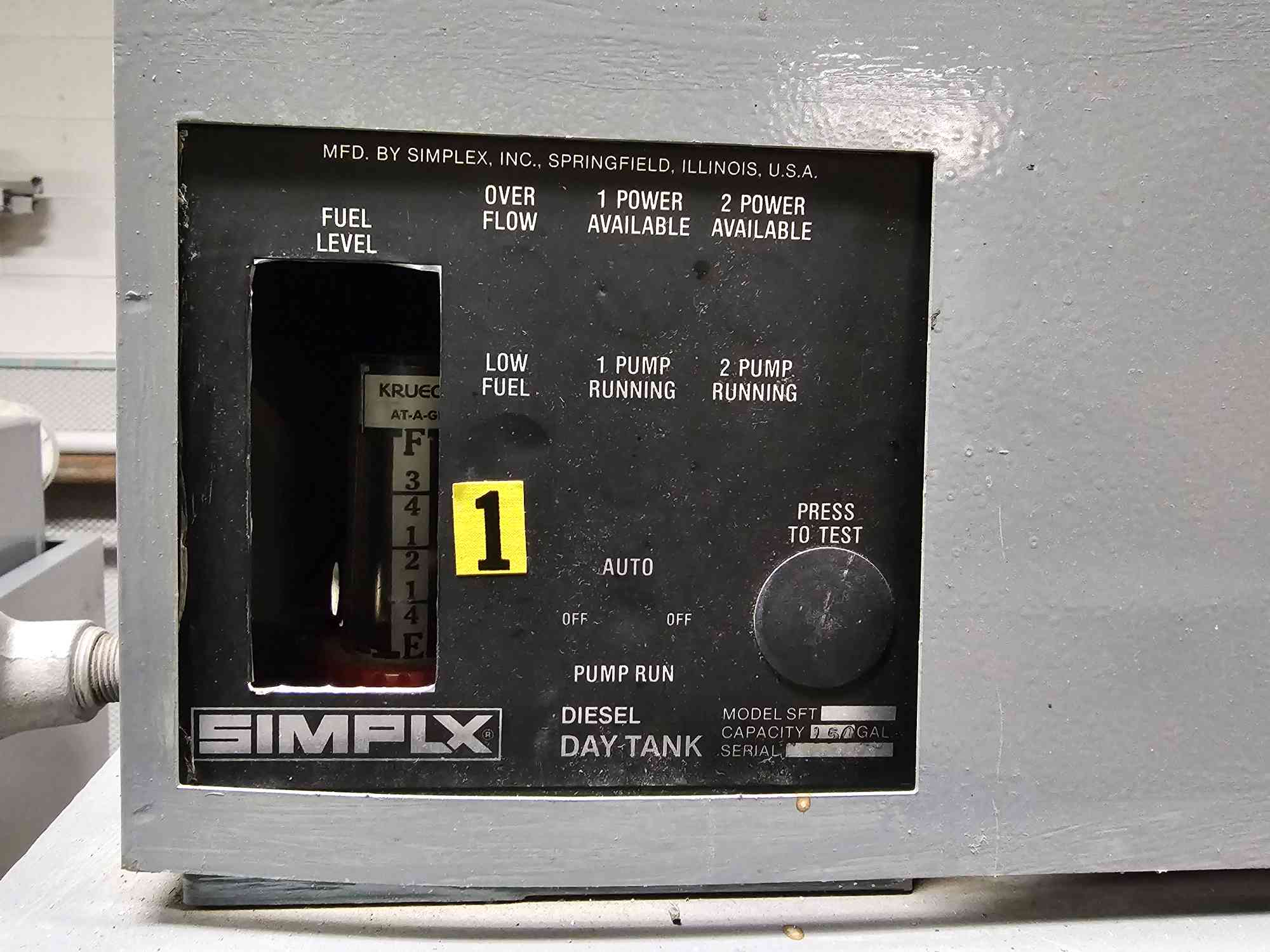 150 gallon Simplex, Diesel Day Tank, 52700 cu.ft./hr. For Sale ...