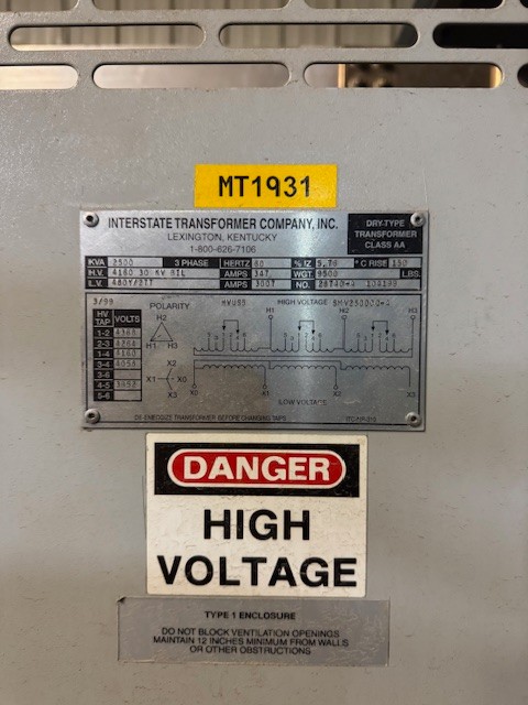 2500 KVA 4160 Primary, 480Y/277 Secondary, Interstate transformer - Image 2