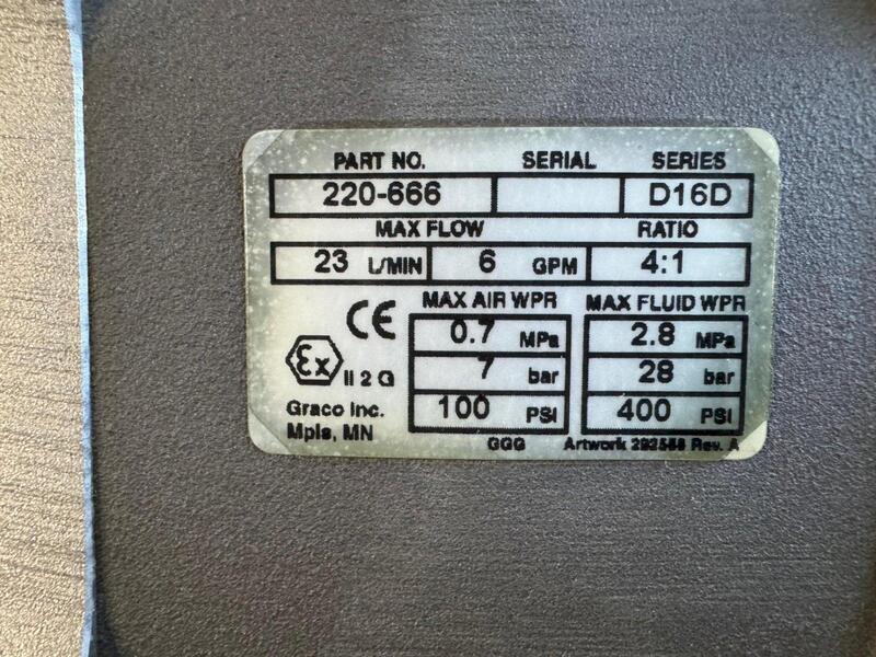 1/2" Graco Glutton #220666 220-666 Bellows 4:1 pump 6GPM, NPT, Carbon Steel - Image 3