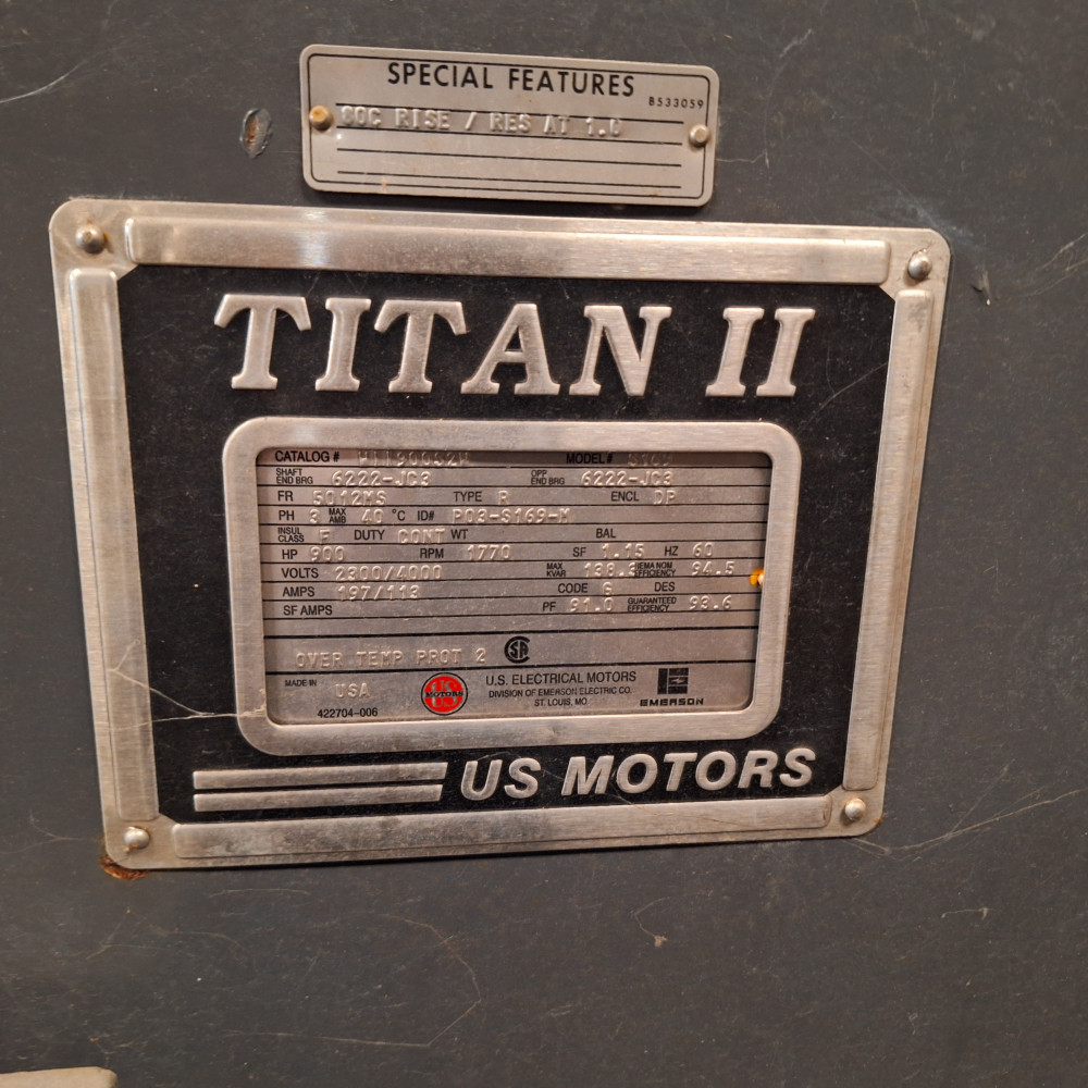 900 HP 1800 RPM U.S. Motors, Frame 5012MS, weather protected enclosure type 2, B/B, 1.15 service factor, new - Image 1