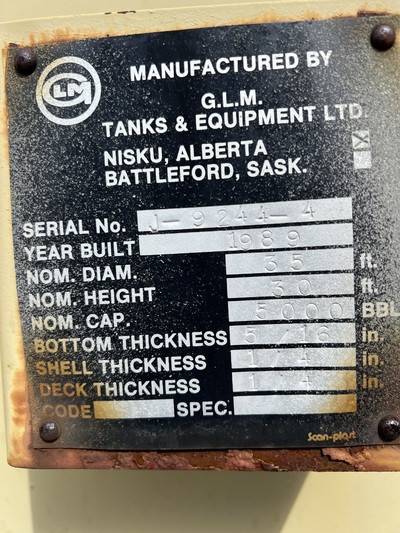 5000 bbl Storage Tank, G.L.M. Industries - Image 4