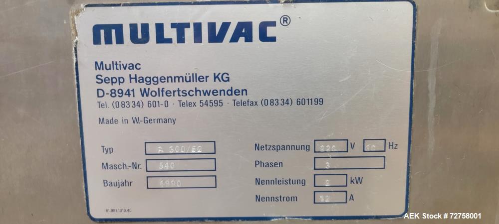 Multivac #A300/52, Vacuum Bag Sealer, Stainless Steel, 18" L x 18" width x 6.25" deep seal area, 4 - Image 3