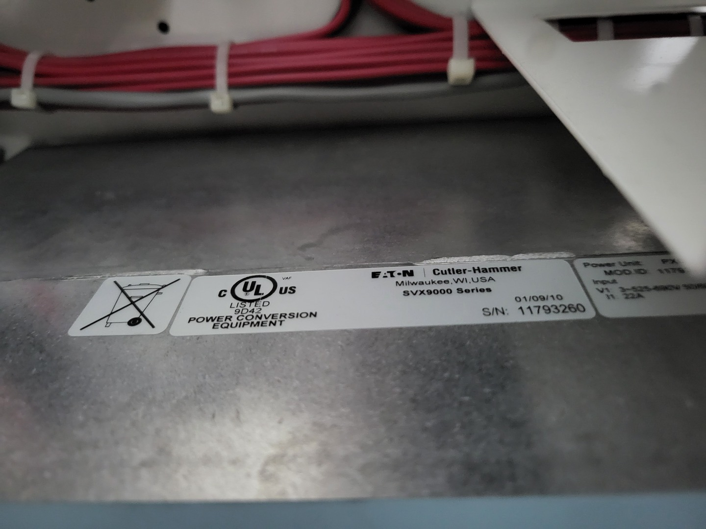20 HP Eaton, SVX015A1-5A4N1, vari-frequency drive, 600 Volts, 3 phase, like new - Image 7