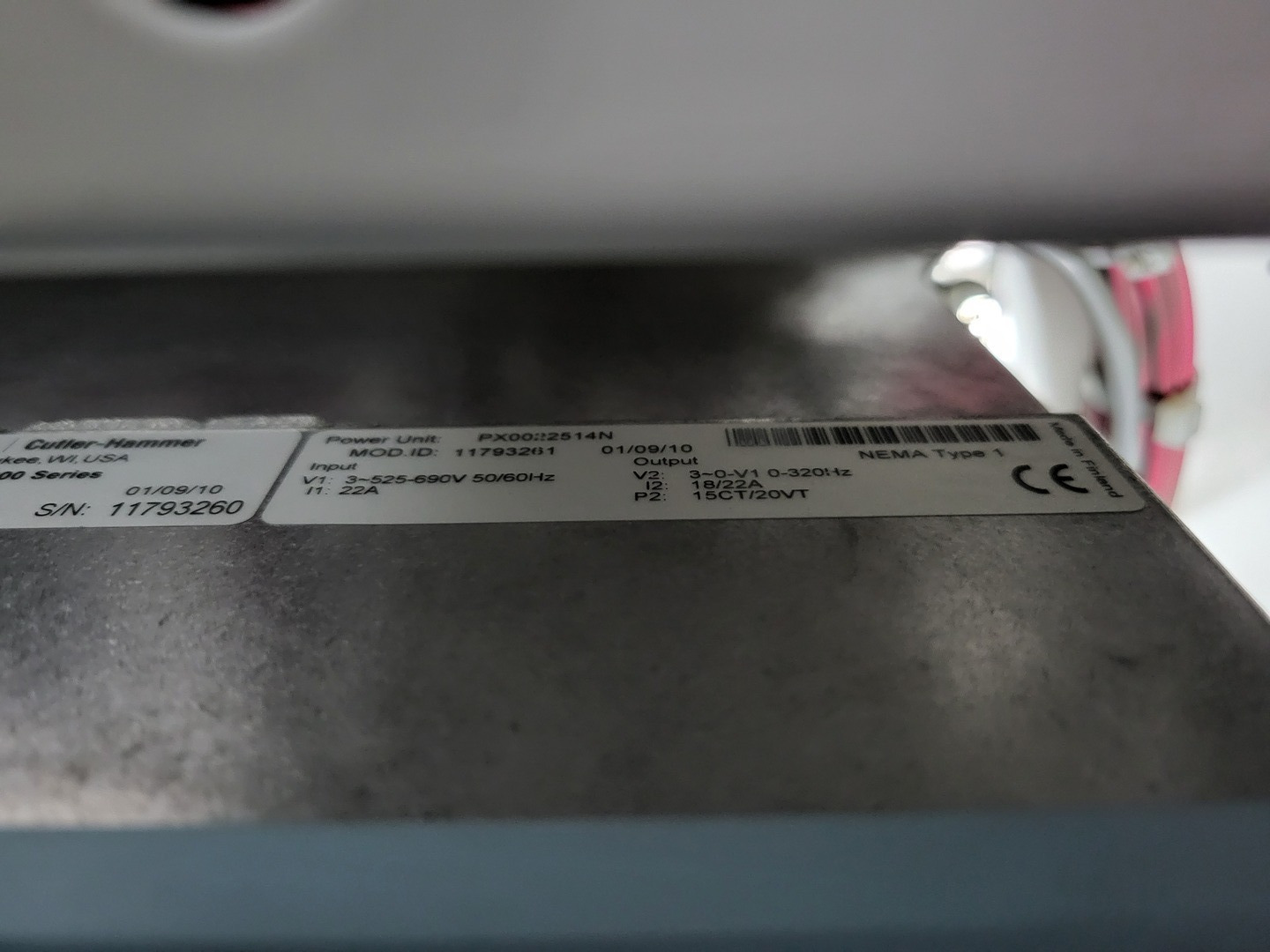 20 HP Eaton, SVX015A1-5A4N1, vari-frequency drive, 600 Volts, 3 phase, like new - Image 9