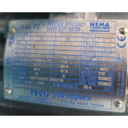 7000 cfm @ 4 S.P., Twin City #BCV222C, industrial centrifugal fan, 22" wheel diameter, 7.5 HP TEFC Teco - Image 4