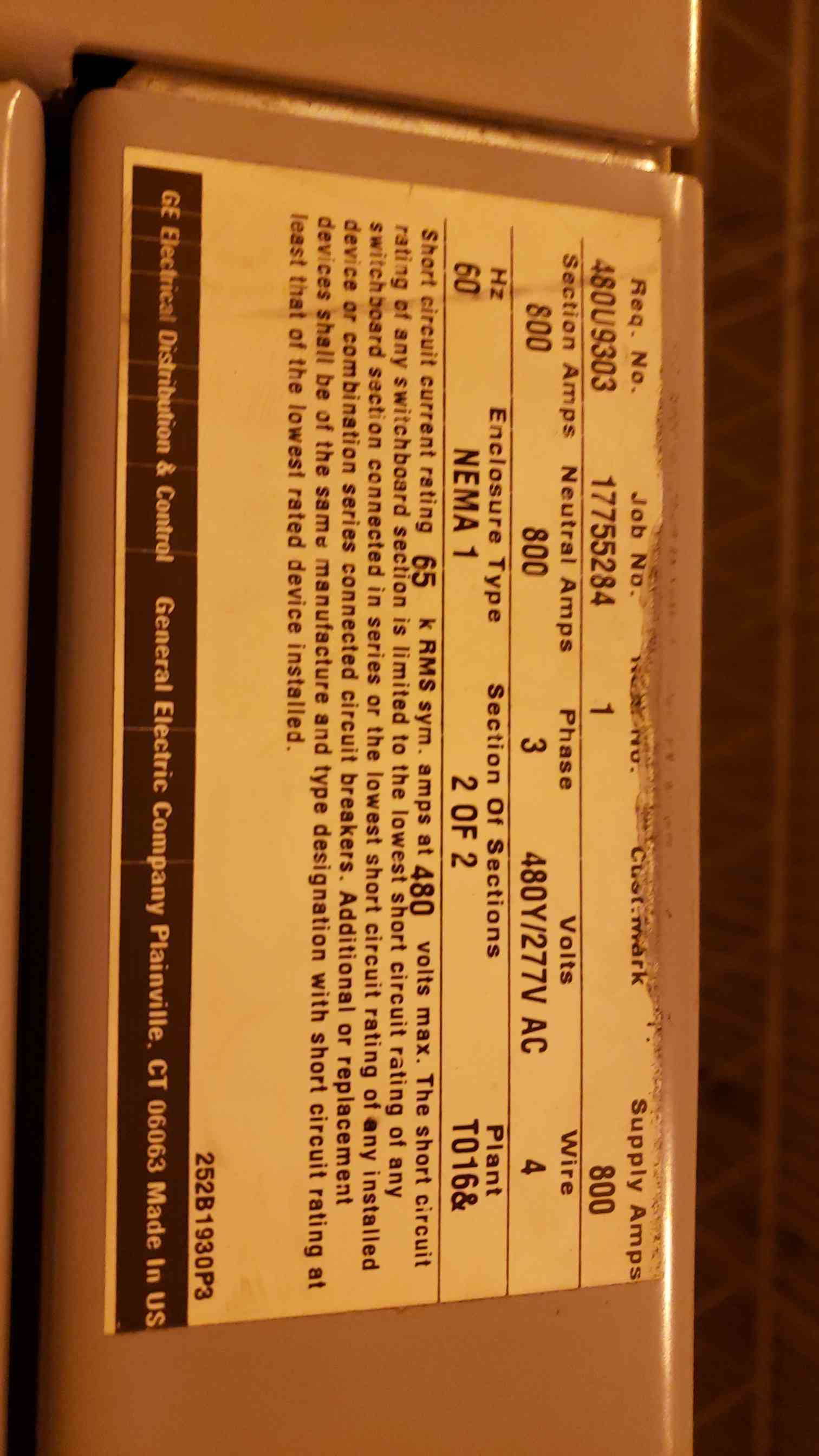 Akemiページ 800 Amp. General Electric, Spectra Series, Switchboard, 40