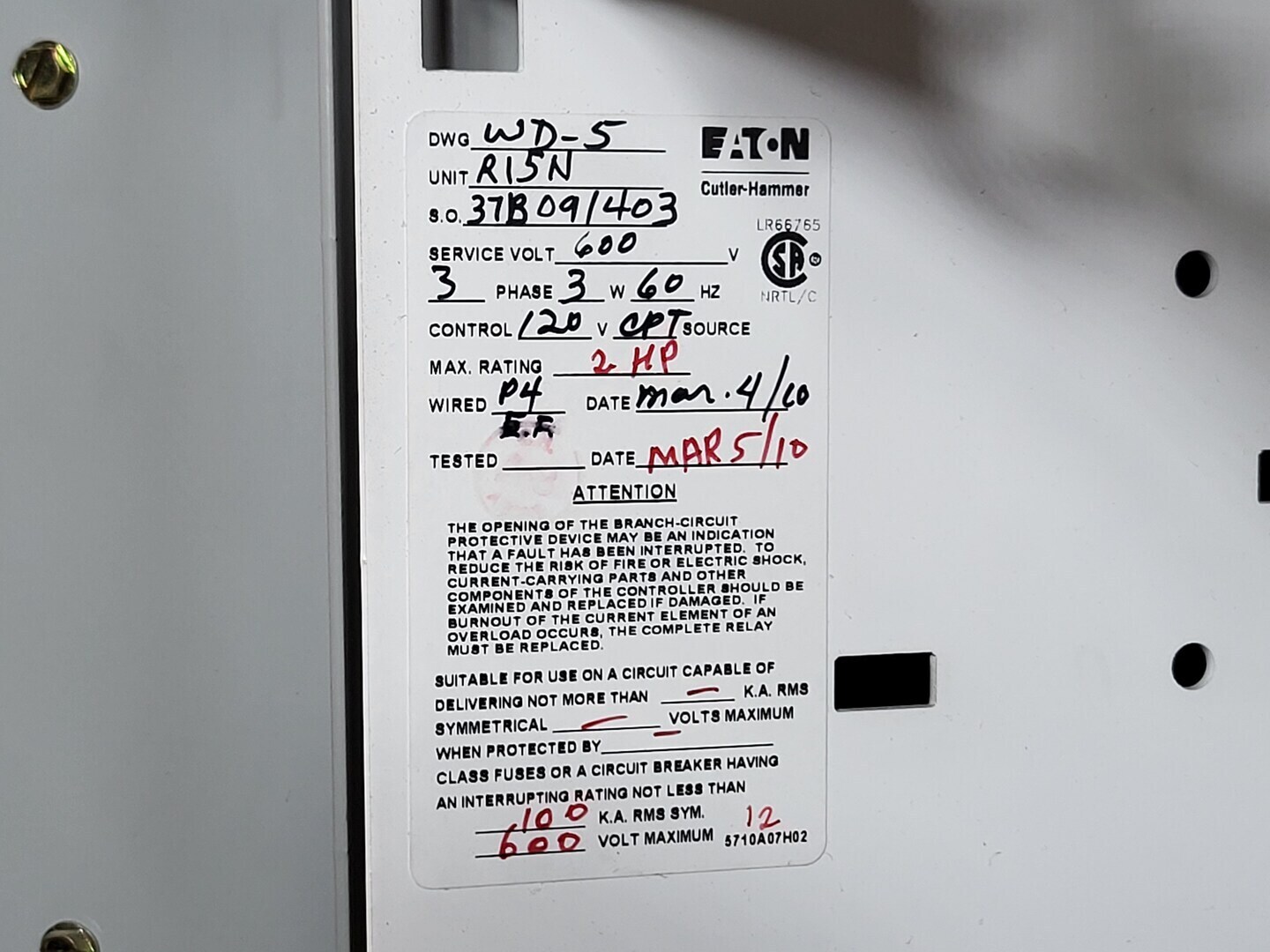 2 HP Eaton, SVX002A1-5A4N1, variable frequency drive, 600 Volts, 4.5 amps, like new - Image 4