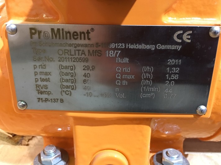 Prominent #Orlita MFS 18/7, 1 1.56 Diaphragm Metering Pump Orlita MFS 18/7 Chemical Metering Pump Assembly 1 - Image 2