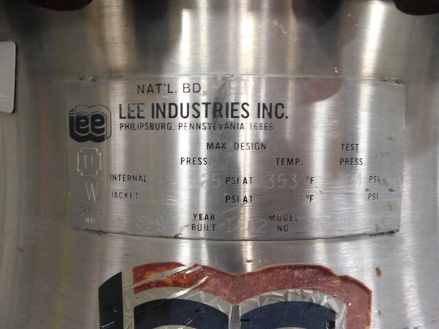 25 gallon Lee #25SS, 316 Stainless Steel pressure tank, 20" dia. x 18" straight wall, 125 psi @ 353°F, 1.5" - Image 9