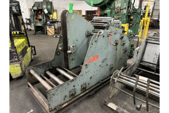 4000 lb. Rowe #B20-C4000J, coil cradle & straightener, 20" x .080" stock, 50" outside dimension, variable - Image 1