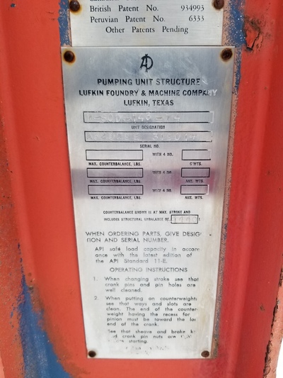 80 Lufkin #M-80D-143-74, pump jack, 1990 - Image 7