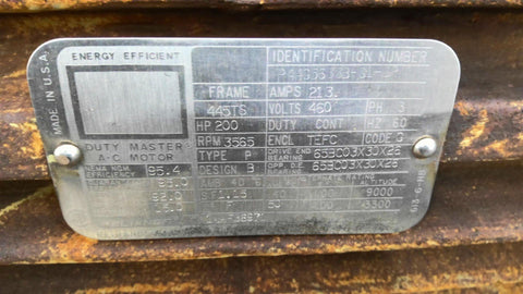 200 HP 3600 RPM Reliance P44G56333-01-32, Frame 445TS, TEFC, 2P, 460 Volts - Image 4