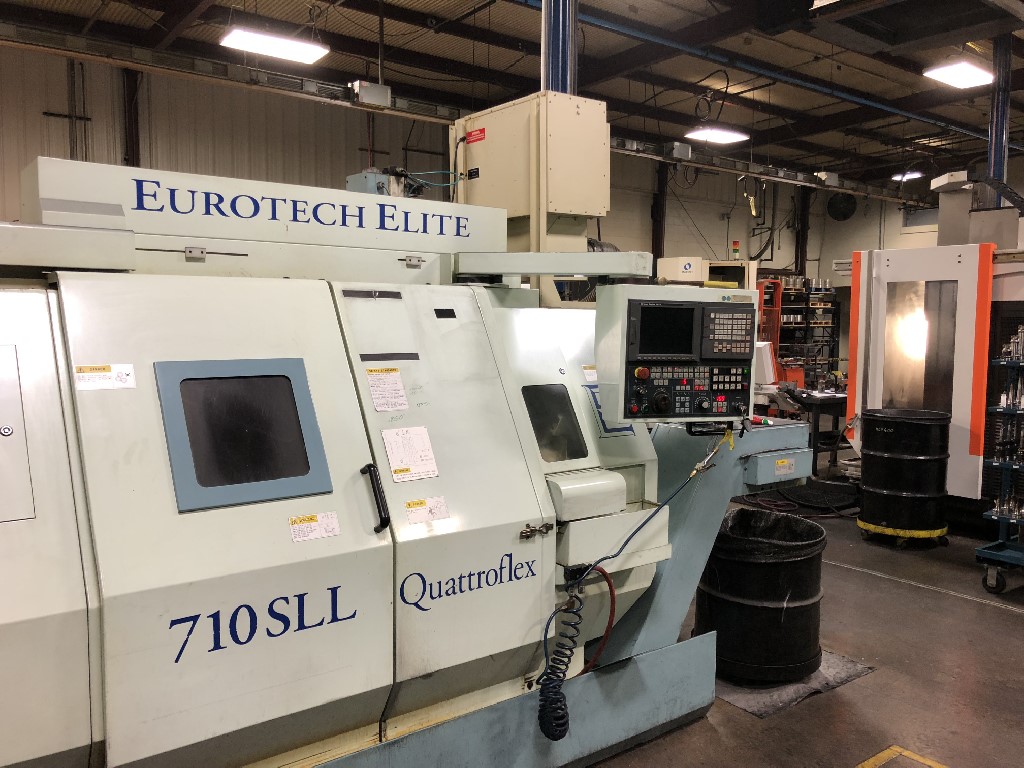 Eurotech #710SLL, 8" chuck, 2.7" bar, 27.5" centers, 7.87" dia., 11.81" lgth, A2-6, GE Fanuc 18i-T, twin - Image 2