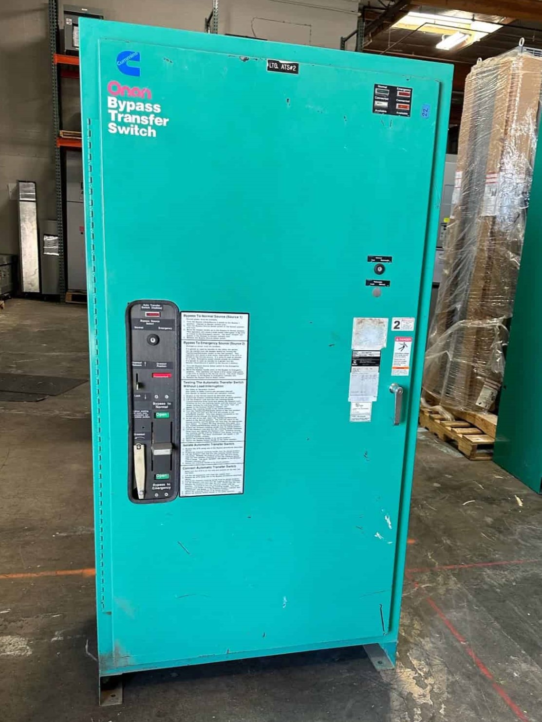 150 Amp. Cummins BTA-4487778, automatic transfer switch with ISO bypass, 3 pole, 480 Volts, 2000 - Image 1