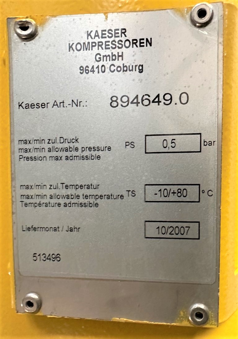 738 cfm, 7.3 psi, Kaeser #EB-290C, blower package, 40 HP, 3600 RPM, 460 V., 2007 - Image 8