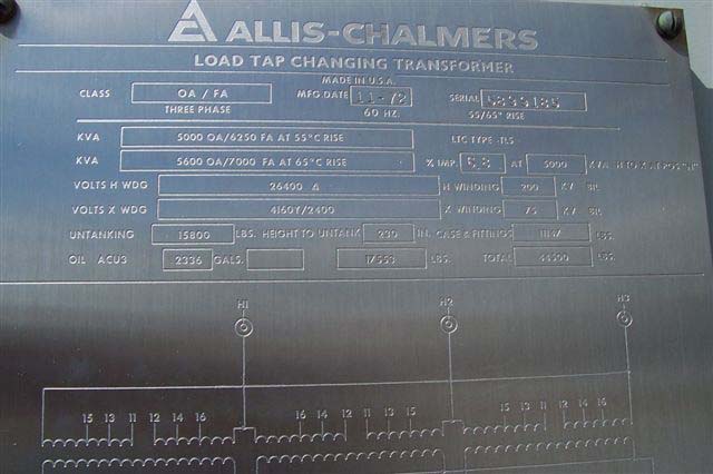 5000/6250/7000 kVA, 26400 Delta Primary, 4160/2400 WYE Secondary, Allis Chalmers, LTC Substation - Image 5