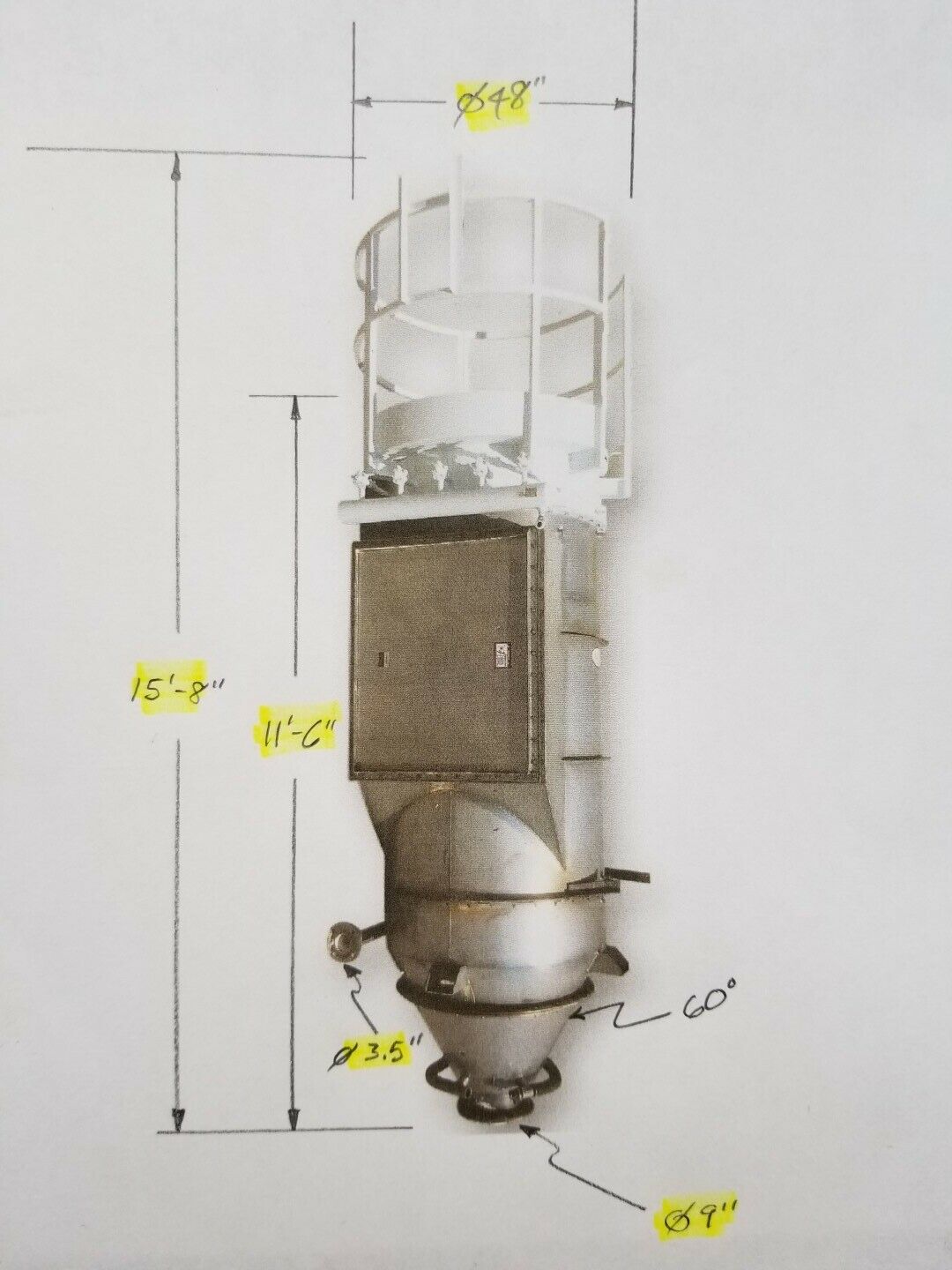 1463 cfm Mac, Stainless Steel Filter Receiver Dust Collector, 209 sq.ft., (21) 6" x 6' L Filters, 3" product - Image 2