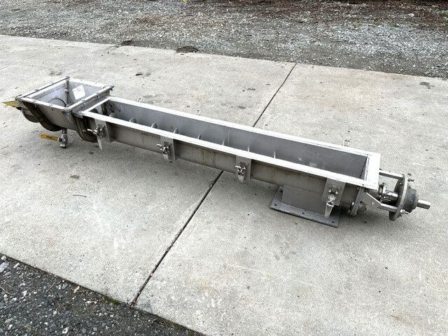 6" diameter x 7' long, Stainless Steel U-Trough Spiral Flight Screw Auger Conveyor, 3" dia. Shaft - Image 2